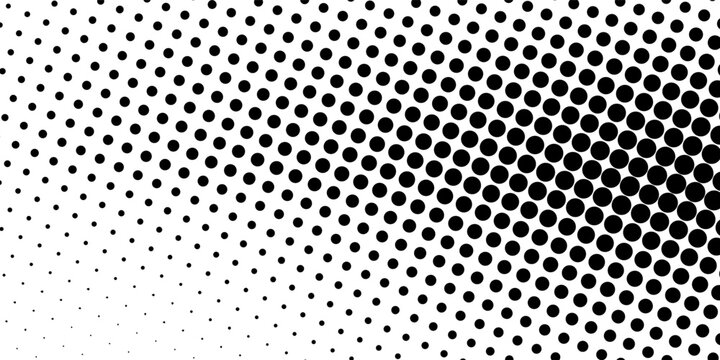 Dotted gradient vector illustration, white and black halftone background