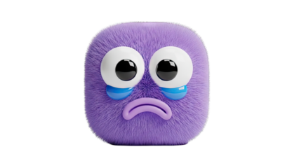 Sad Purple Emoji Crying on White Background