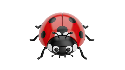 3D Cute 3D Ladybug Character Illustration on transparent background