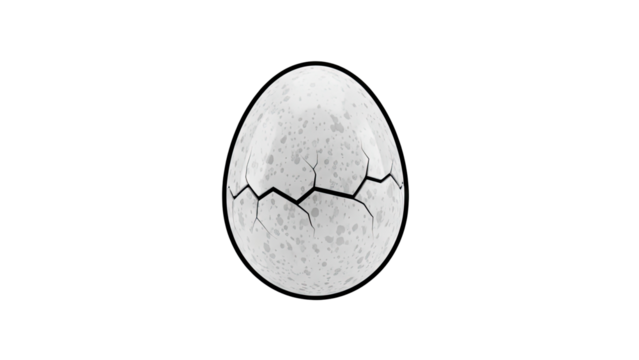 3D Cracked Egg with Spatter Texture on transparent background - Powered by Adobe