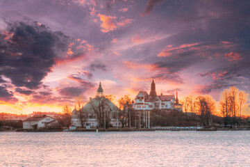 Helsinki, Finland. Sunrise Landscape Of Blekholmen Valkosaari Island And Luoto Island