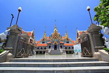 Prachuap Khiri Khan, Thailand - 5 April 2015: The architectural beauty of Wat Tang Sai is located along the Ban Krut sea, Thong Chai mountain
