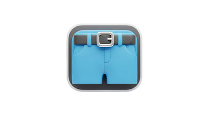 3D Icon of Blue Jeans with a Belt Buckle on transparent background