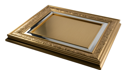 Elaborately framed gold picture frame with ornate carved decorative molding
