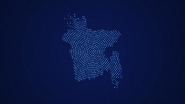 Bangladesh Digital Map with Dotted Flicker and Scale Reveal Animation