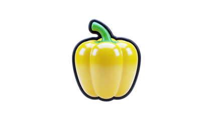 3D Yellow bell pepper emoji icon on transparent background