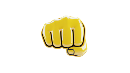 3D Yellow fist emoji icon on transparent background