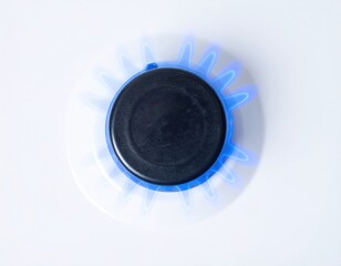 Blue Gas Flame on White Stove Top