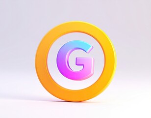 3D-rendered letter "G" inside a golden ring on a white backdrop
