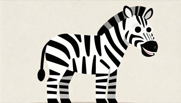 simple cartoon zebra illustration flat design clean shapes neutral colors educational style perfect for international day of education