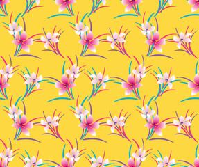 Japanese Pretty Wild Bouquet Vector Seamless Pattern