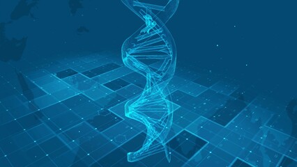 Digital DNA Helix on Futuristic Biotechnology Data Grid