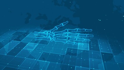 Futuristic Digital X-ray Visualization of Human Hand Bones on Medical Data Interface