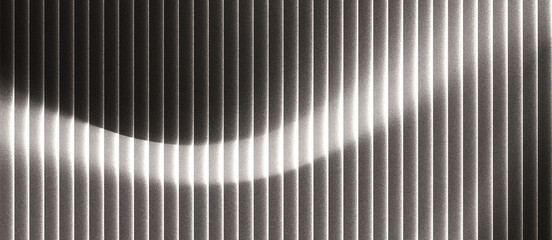 Obraz premium Abstract grainy ribbed glass background in grey tones with glossy curved texture, vertical light lines and smooth gradient for use in luxury design or digital surface visuals