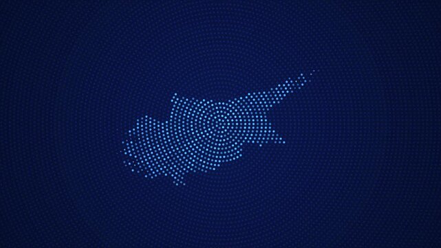 Cyprus Digital Map with Dotted Flicker and Scale Reveal Animation