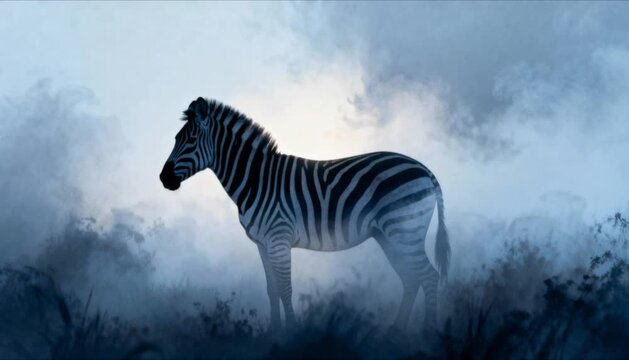 zebra stripe silhouette fading into fog wildlife conservation concept perfect for international zebra day
