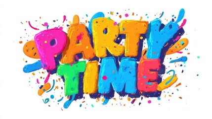 Obraz premium Colorful Abstract Lettering: Party Time with Drips and Splatter