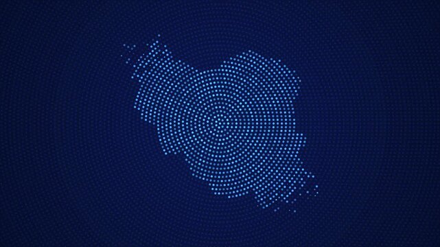 Iran Digital Map with Dotted Flicker and Scale Reveal Animation