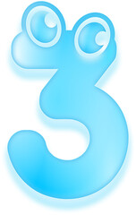 Obraz premium Cute 3d glossy blue number 3 math character for kids education