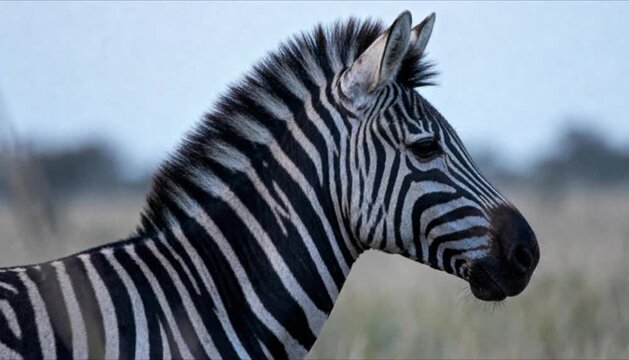 side rear angle video of zebra slowly turning its head with subtle ear movement perfect for international zebra day