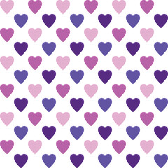 Pattern created from neon pink and purple hearts on a transparent background
