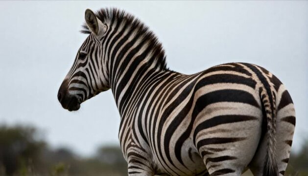 side rear angle video of zebra slowly turning its head with subtle ear movement perfect for international zebra day