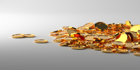 Golden coins pile symbolizing wealth and success concept. 3d render
