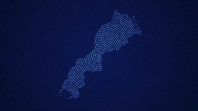 Morocco Digital Map with Dotted Flicker and Scale Reveal Animation