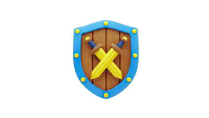 Shield with Crossed Swords Illustration on White