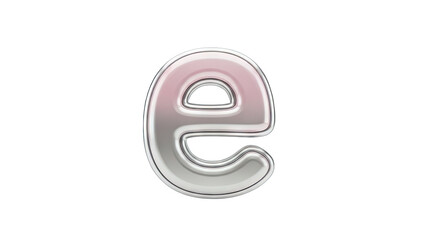 Shiny 3D Letter 'e' on White Background