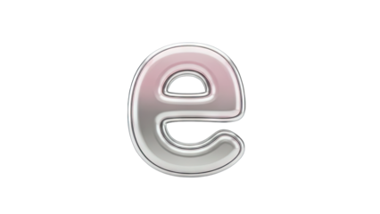 Shiny 3D Letter 'e' on White Background