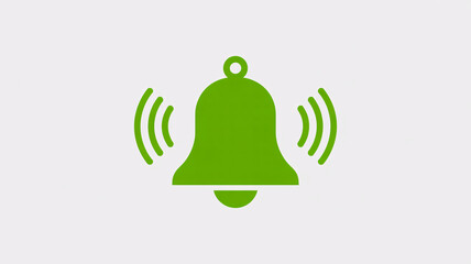 Green bell icon with sound waves notification alert