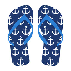 Logo flip flops. Icono calzado de playa. Chanclas con anclas de barco en la suela  © teracreonte