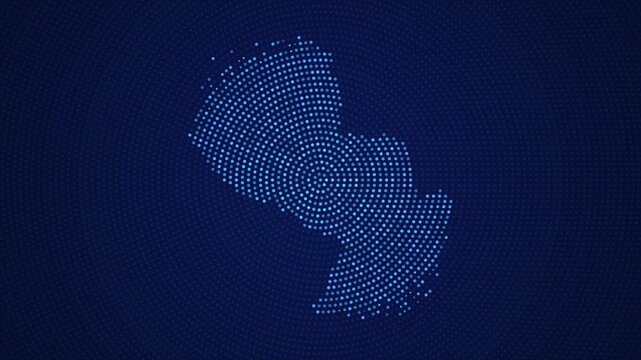 Paraguay Digital Map with Dotted Flicker and Scale Reveal Animation