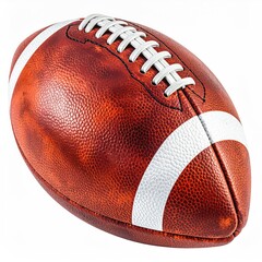 A brown and white leather object used to play a sport