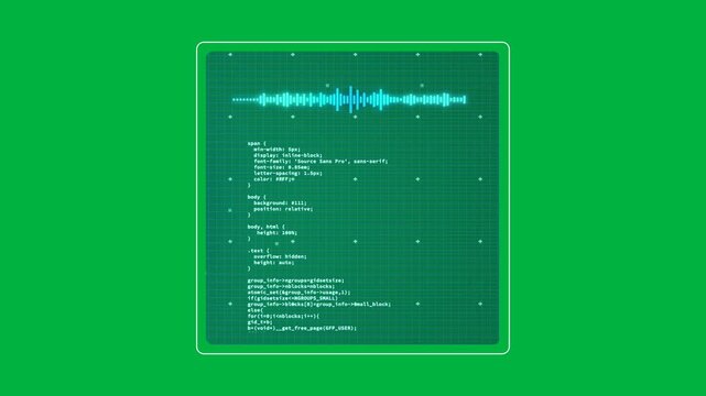 Software interface panel floating on transparent backdrop, displaying code grid and waveform