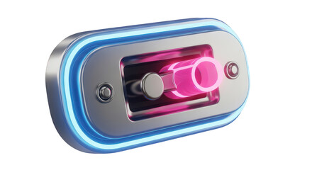 Futuristic smart home device with glowing blue and pink lights