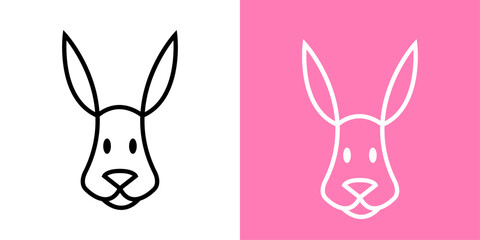 Logo con dibujo sencillo con líneas de cabeza de conejo de Pascua para tarjetas y felicitaciones  © teracreonte