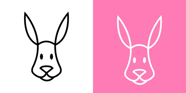 Logo con dibujo sencillo con l&iacute;neas de cabeza de conejo de Pascua para tarjetas y felicitaciones 