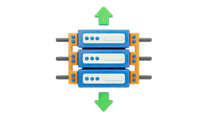 Server Rack Data Transfer with Arrows - 3D Render