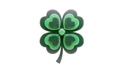 Shamrock Clover with Green Heart-Shaped Leaves on White