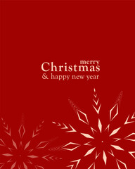 Christmas and New Year greeting card, snowflake vector design in spot texture on red background. Design illustratiion for cover, poster, wallpaper, greeting card