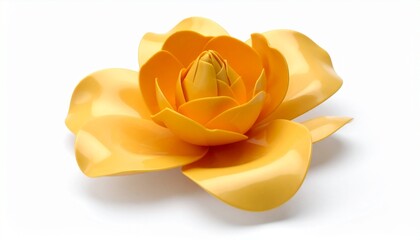 Yellow flower made of plastic placed on a plain background during daylight hours