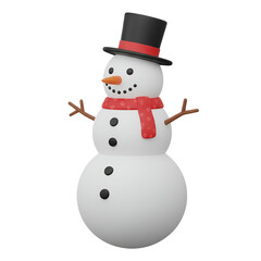 Snowman with Top Hat and Red Scarf.