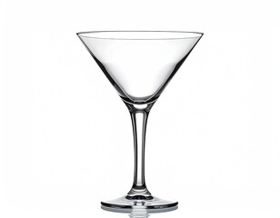 A sleek, empty stemmed glass with triangular bowl, isolated on white
