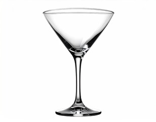 A clear, empty stemmed glass with triangular bowl, isolated on white