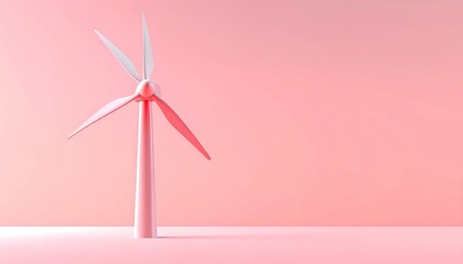 Minimalist wind turbine, rose-colored aesthetic, blank backdrop, clean