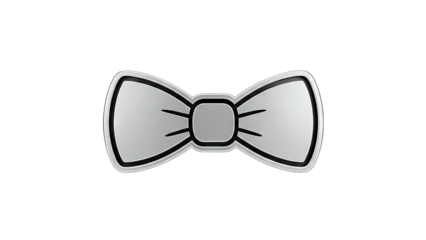 Silver Bow Tie Icon on White Background