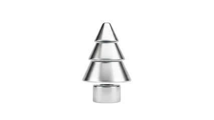 Silver Christmas Tree Isolated on White Background