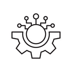 Obraz premium AI tech icon in flat style. Digital transformation vector illustration on isolated background. Cogwheel framework sign business concept.